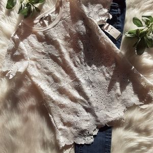 Three Dots White Lace XS NWT